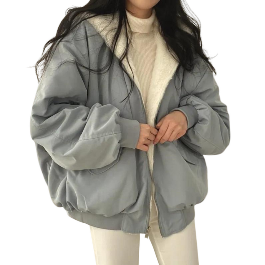 Unisex Bomberjacke mit Plüschfutter Reißverschluss