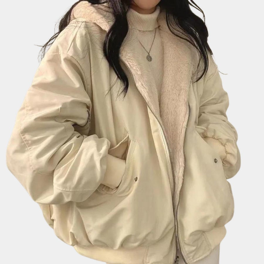 Unisex Bomberjacke mit Plüschfutter Reißverschluss