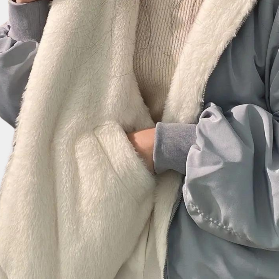 Unisex Bomberjacke mit Plüschfutter Reißverschluss