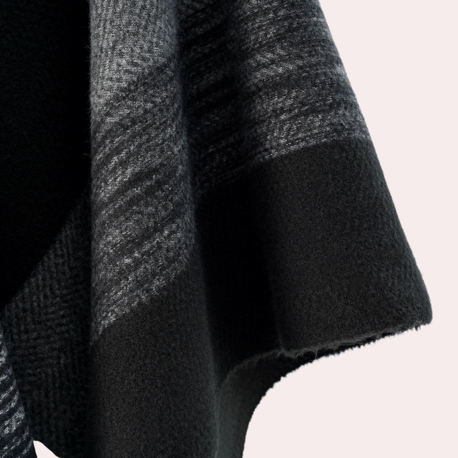 Poncho Umhang mit Fransen und Streifenmuster für Damen, Einheitsgröße