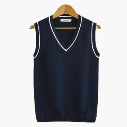 Herren ärmelloser Strickpullover im Old Money Stil – Eleganter V-Ausschnitt, Vintage Look, Perfekt für Freizeit und Business