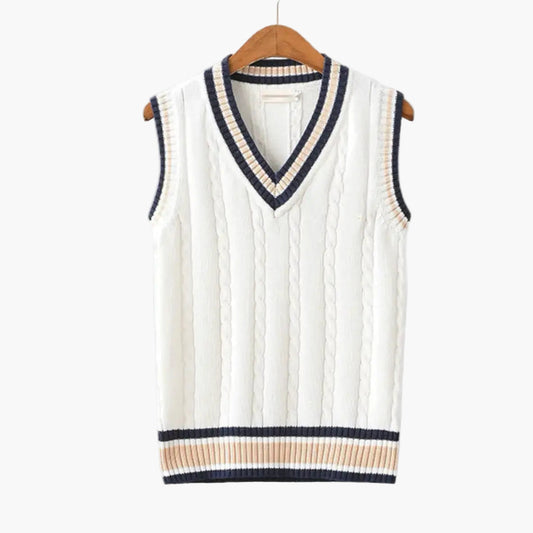 Herren ärmelloser Strickpullover im Old Money Stil – Eleganter V-Ausschnitt, Vintage Look, Perfekt für Freizeit und Business