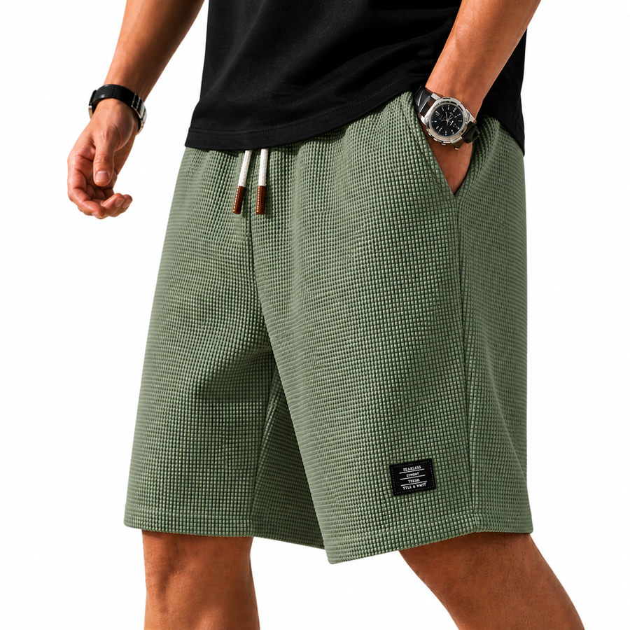 Wafelpiquéshorts voor heren met trekkoord en zakken in de zijnaad