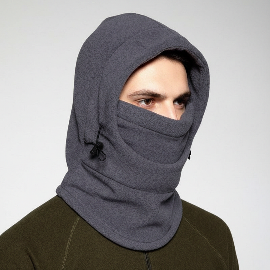 Unisex Winter Sturmhaube mit Kapuze und Gesichtsmaske, Fleece-Stil