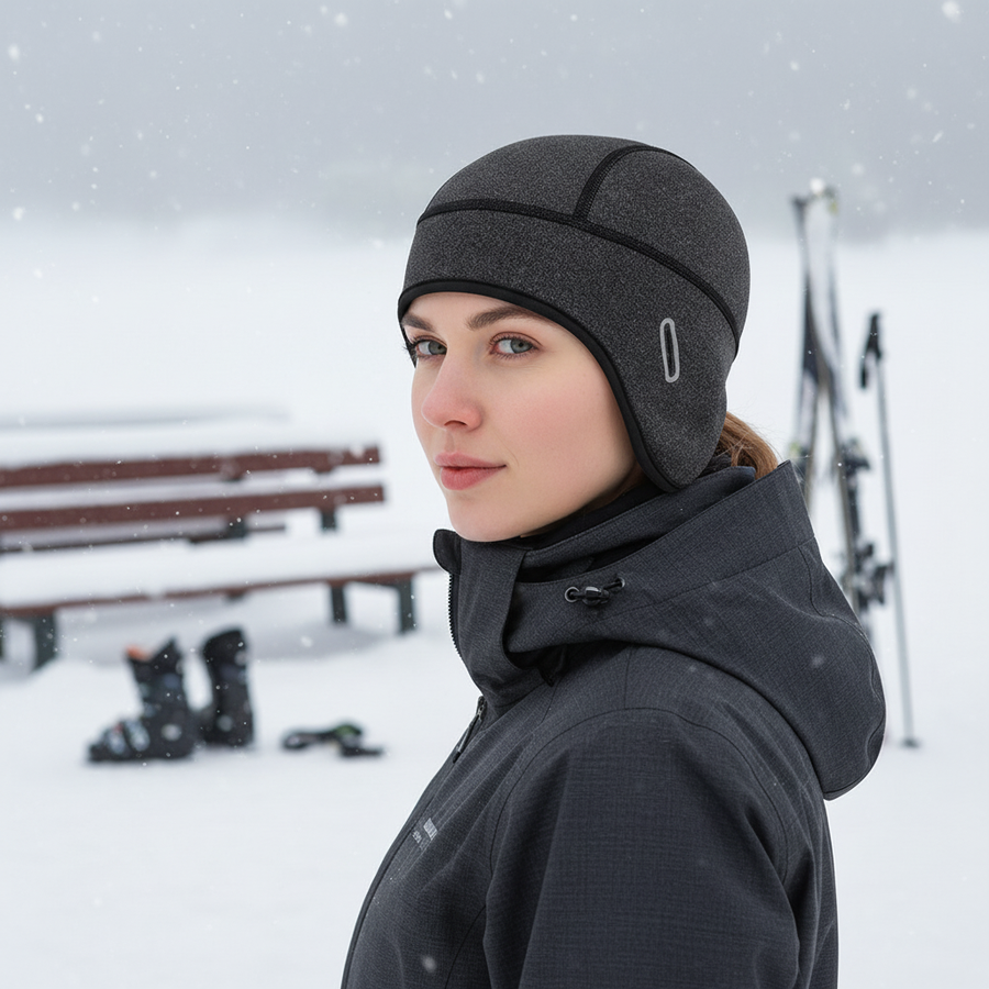 Winterse ski-jas met capuchon en ritssluiting