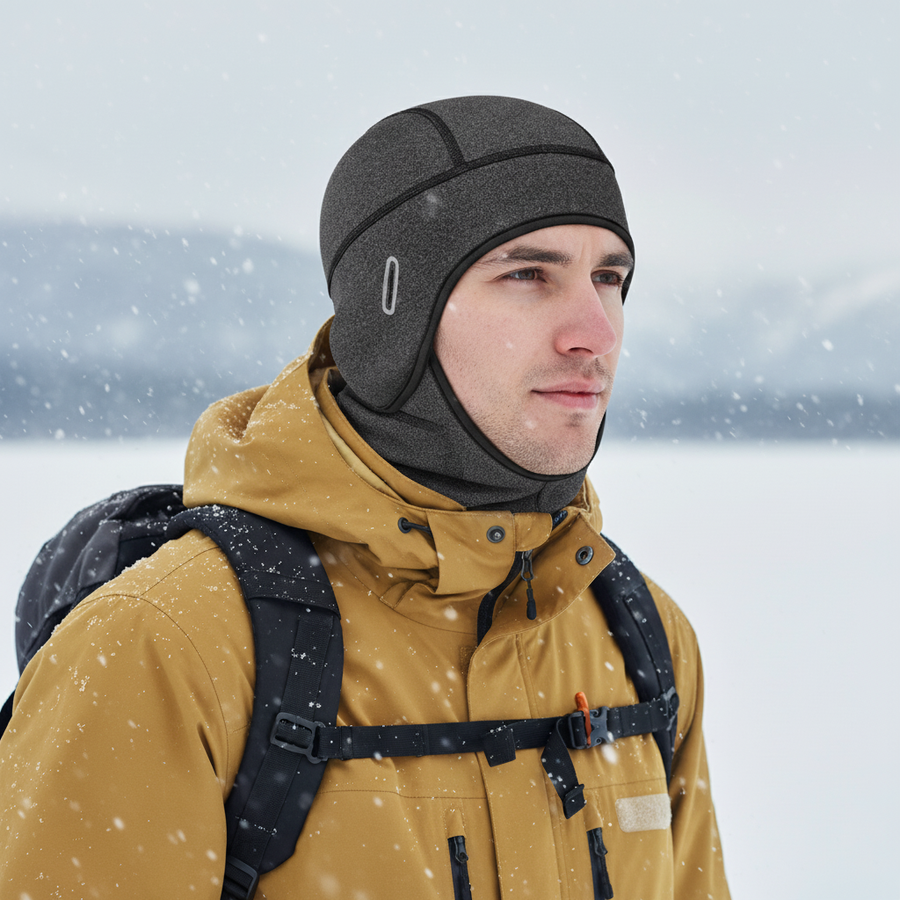 Winterse ski-jas met capuchon en ritssluiting