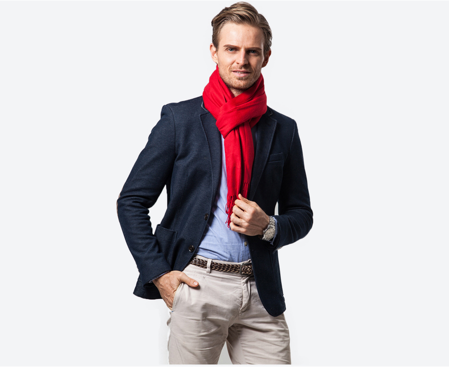 Roter Schal für Herren, weicher Stoff, einfarbig