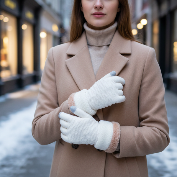 Dames winterhandschoenen met breipatroon & touchscreenfunctie, warm gevoerd