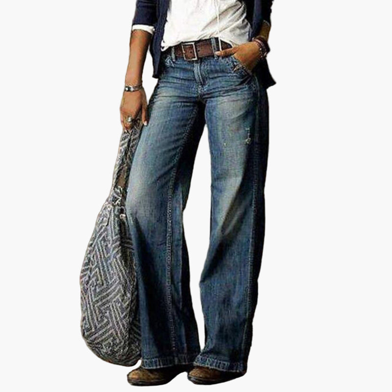 Damen Jeans mit hoher Taille und weitem Bein – Vintage Stil, Komfort für Alltag & Freizeit