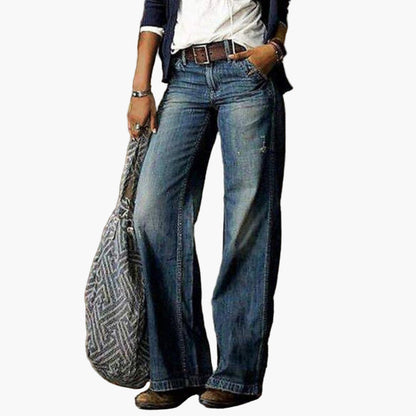 Damen Jeans mit hoher Taille und weitem Bein – Vintage Stil, Komfort für Alltag & Freizeit