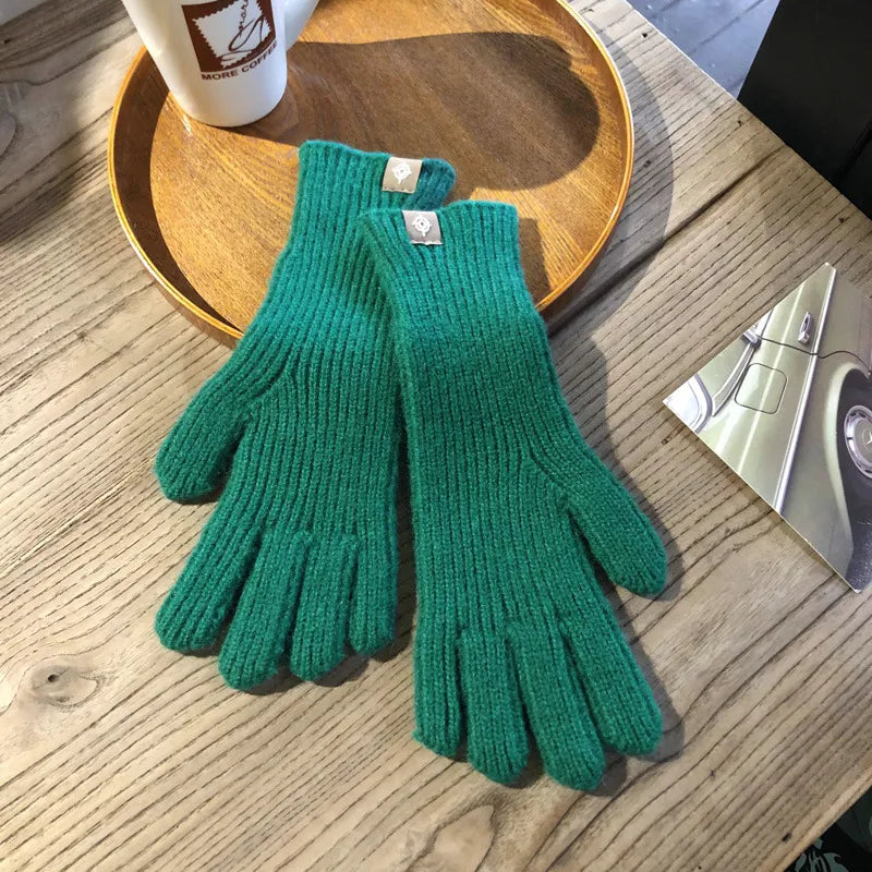 Unisex Winterhandschuhe Strickhandschuhe Gerippt mit Label-Detail