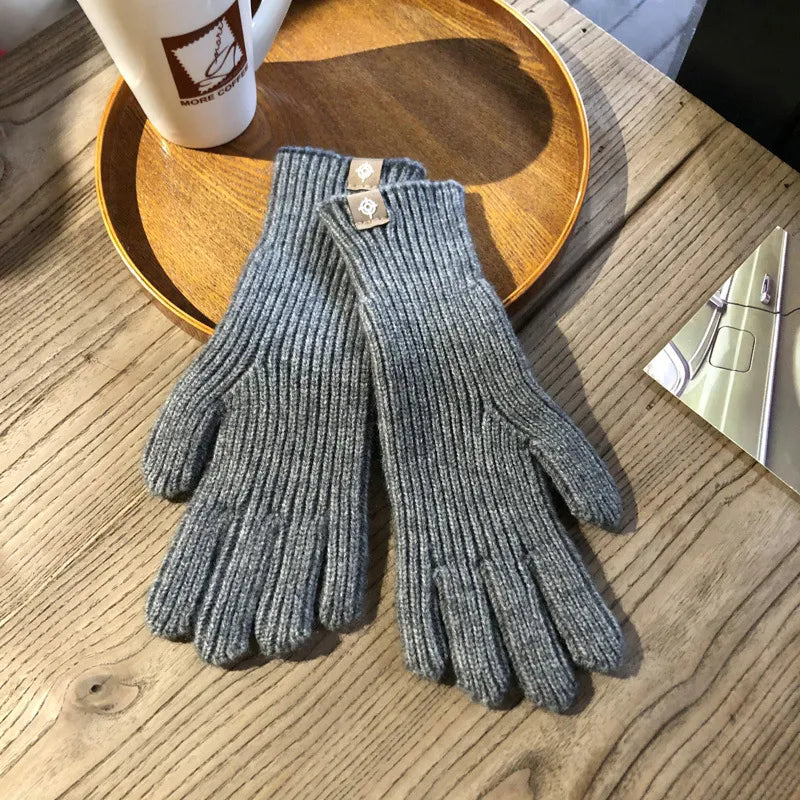 Unisex Winterhandschuhe Strickhandschuhe Gerippt mit Label-Detail