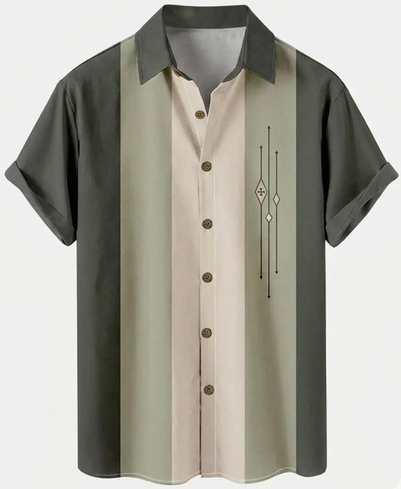 Herren Bowlinghemd im Retro-Stil – Kurzarm Freizeithemd für Alltag & Sommer