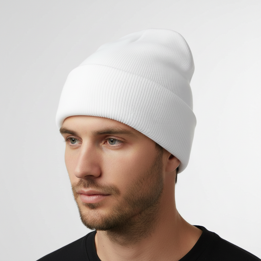 Unisex geribde beanie met omslag - verschillende kleuren