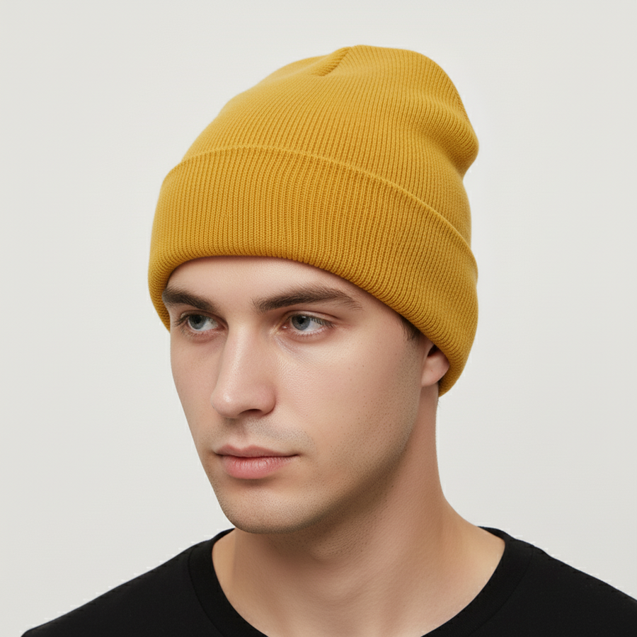 Unisex geribde beanie met omslag - verschillende kleuren