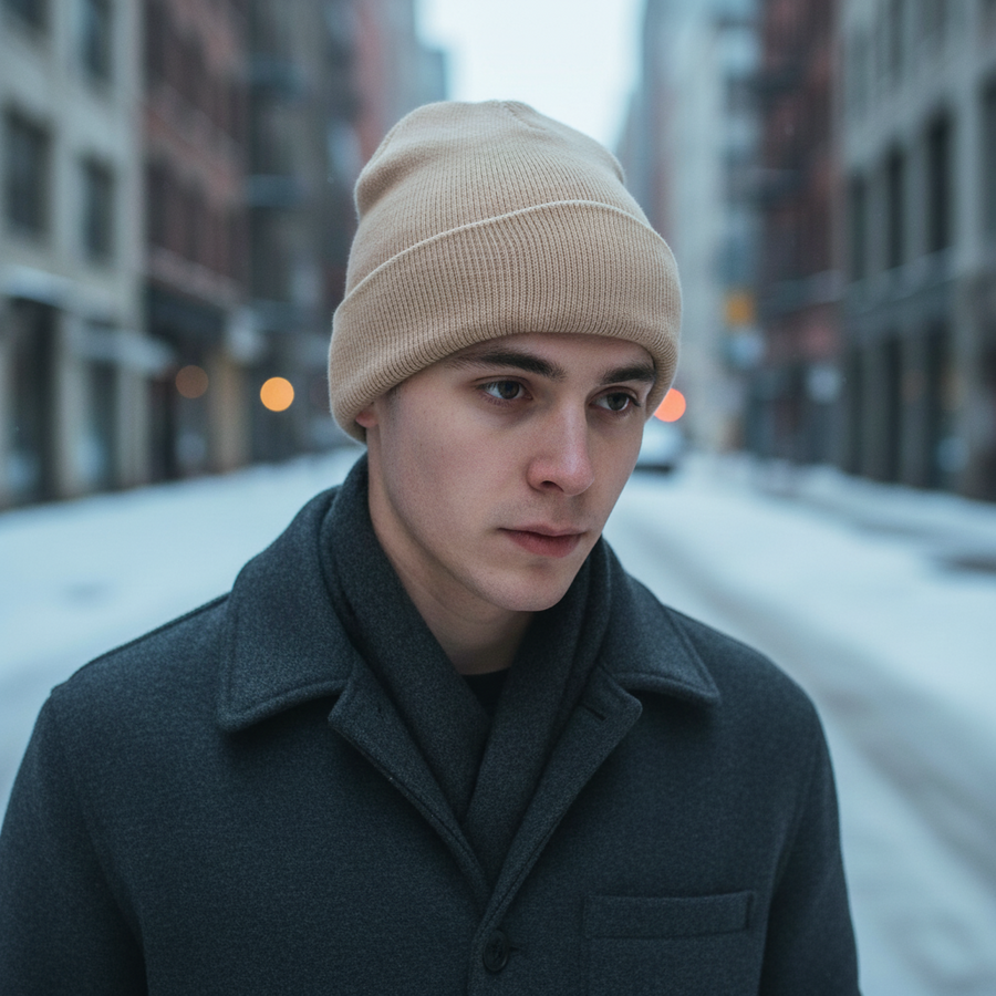 Unisex geribde beanie met omslag - verschillende kleuren