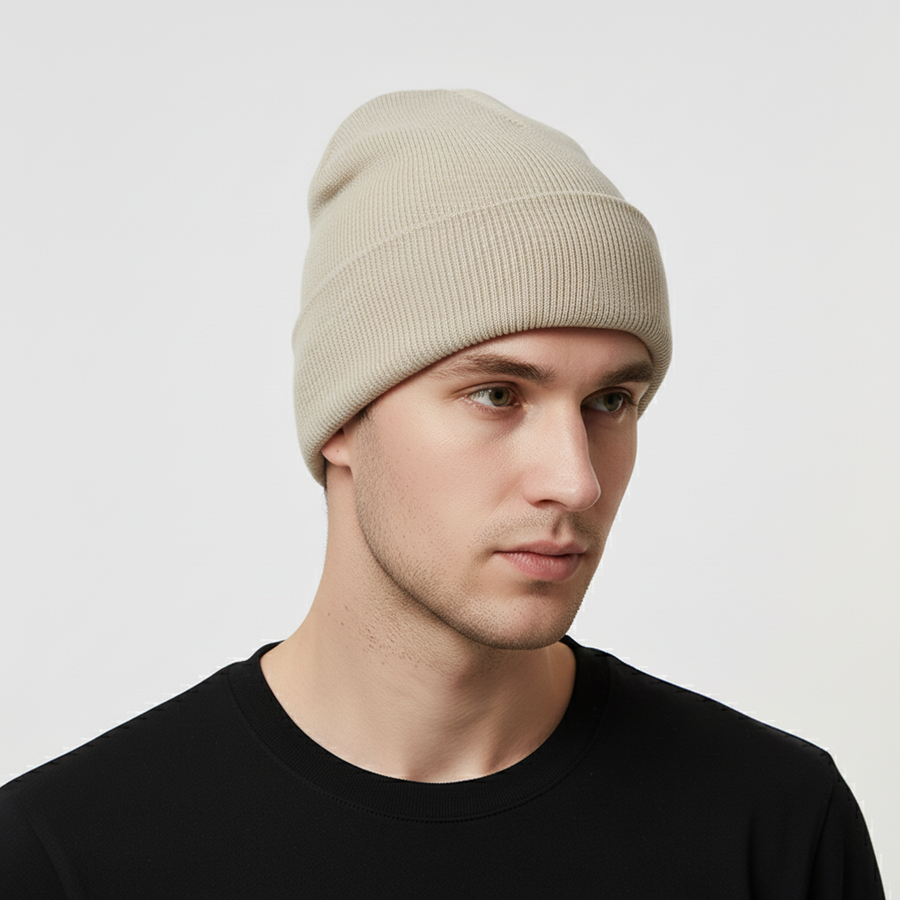 Unisex geribde beanie met omslag - verschillende kleuren
