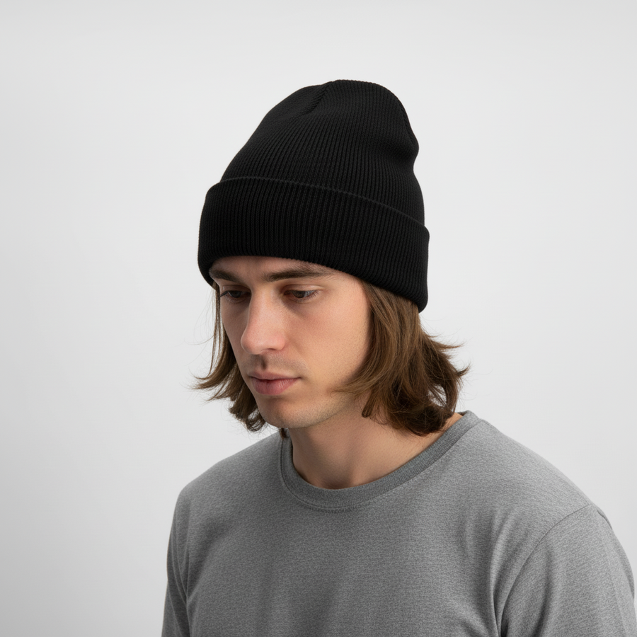 Unisex geribde beanie met omslag - verschillende kleuren