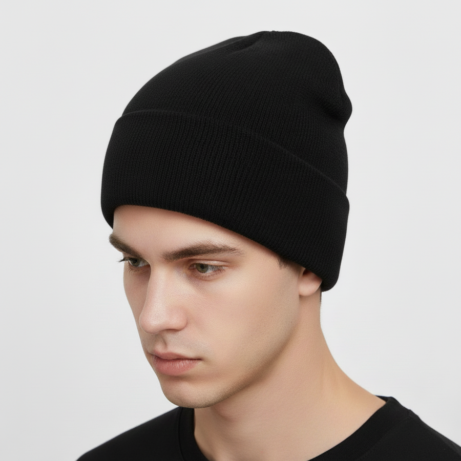 Unisex geribde beanie met omslag - verschillende kleuren