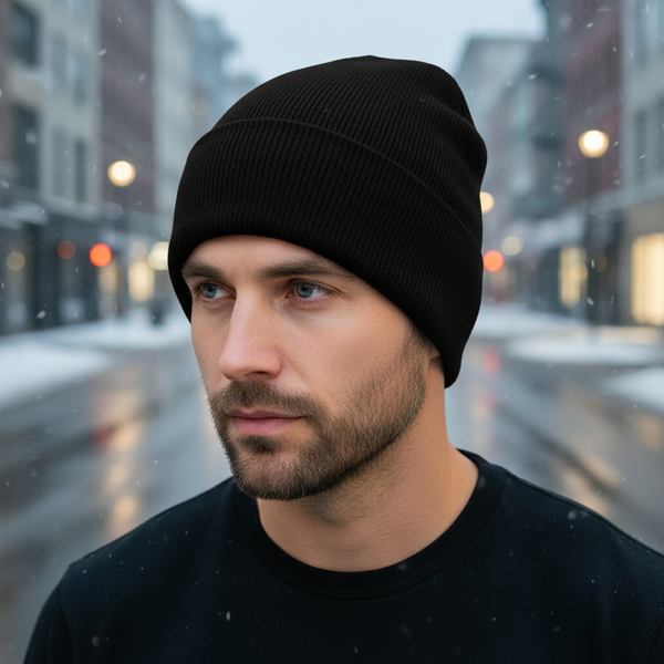 Uniseks muts met omslag, ribgebreid en gevoerd met imitatiebontlook