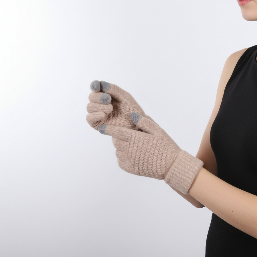 Damen Strickhandschuhe mit Touchscreen-Funktion