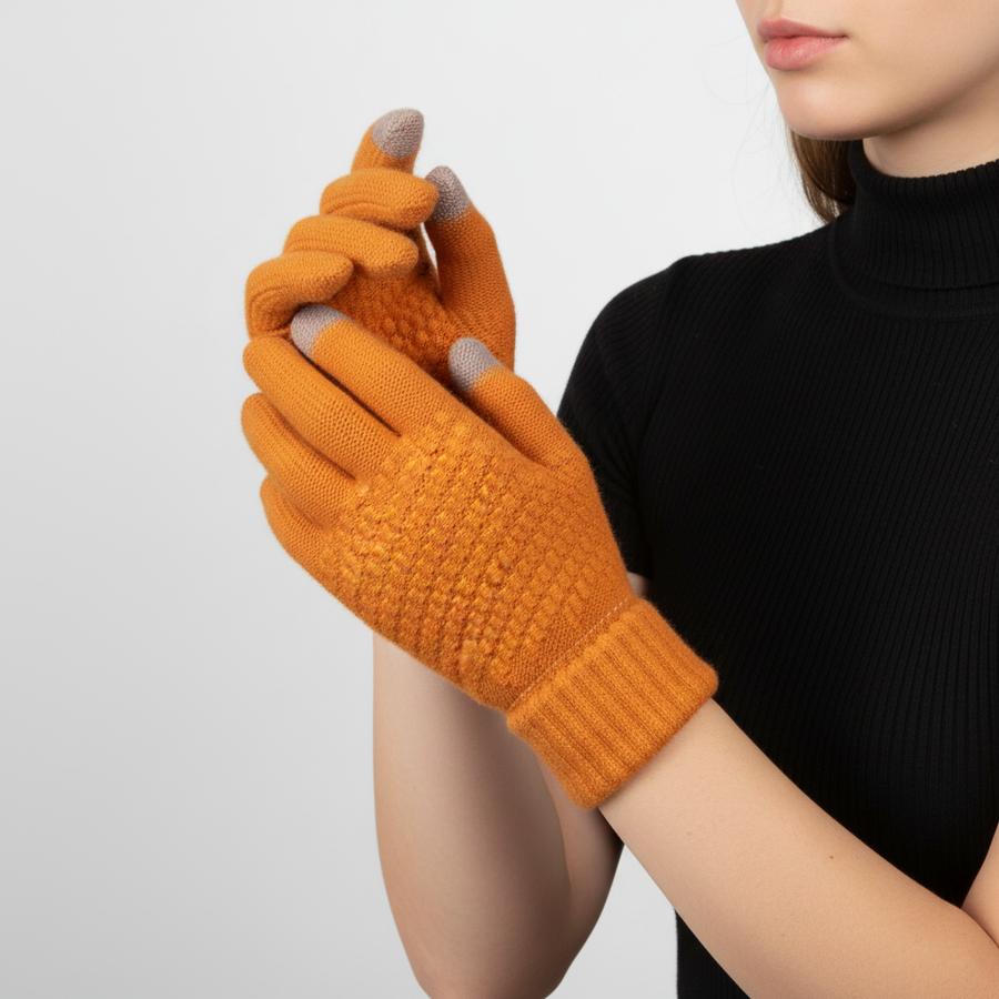 Damen Strickhandschuhe mit Touchscreen-Funktion