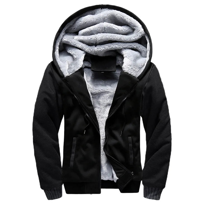 Herren Hoodie Jacke mit Plüschfutter und Reißverschluss