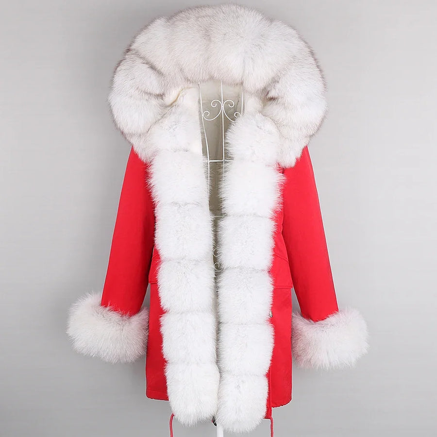 Winter Parka Mantel mit Kapuze und Kunstpelzbesatz für Damen