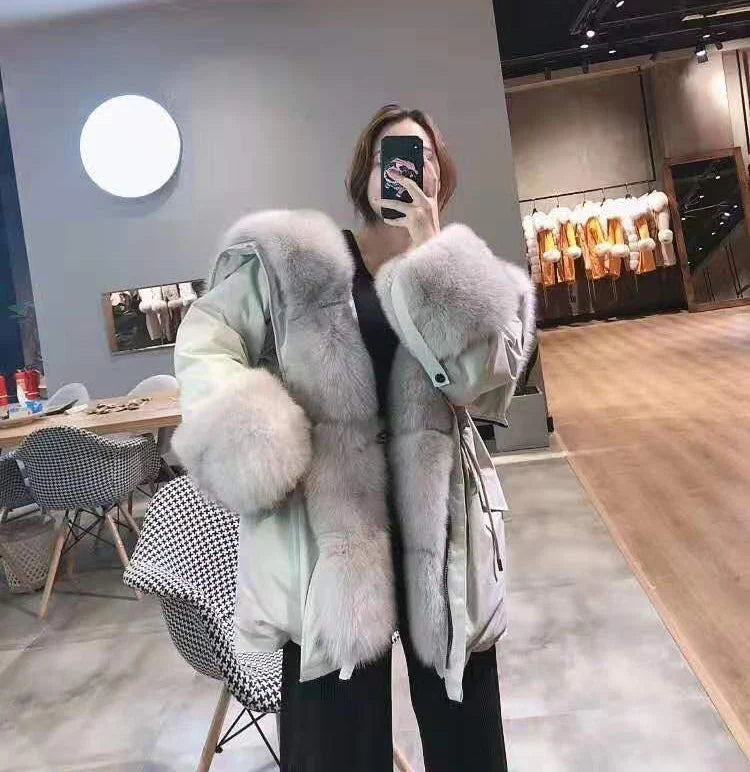 Damen Winterparka mit abnehmbarem Fellimitat Kragen und Bündchen in verschiedenen Farben
