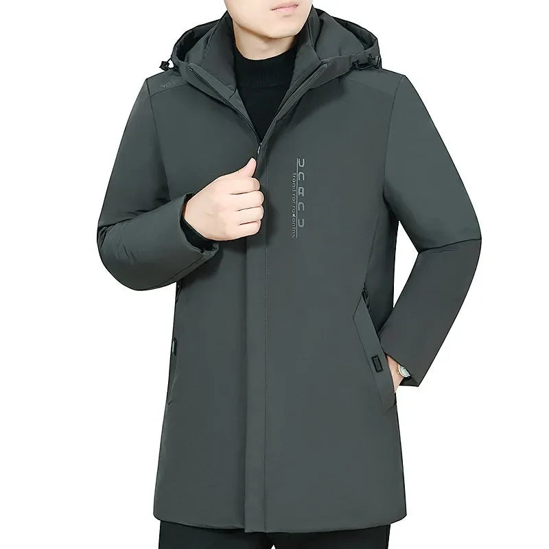 Herren Winterjacke mit Kapuze Steppfutter Lange Ärmel
