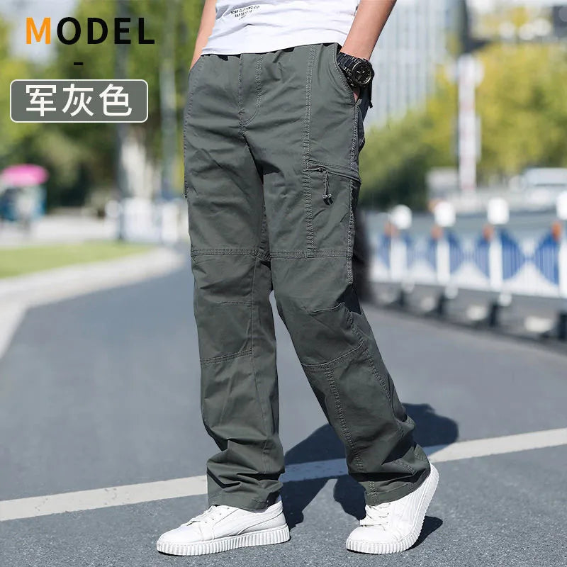 Herren Freizeithose Grau mit Gummibund lockere Passform