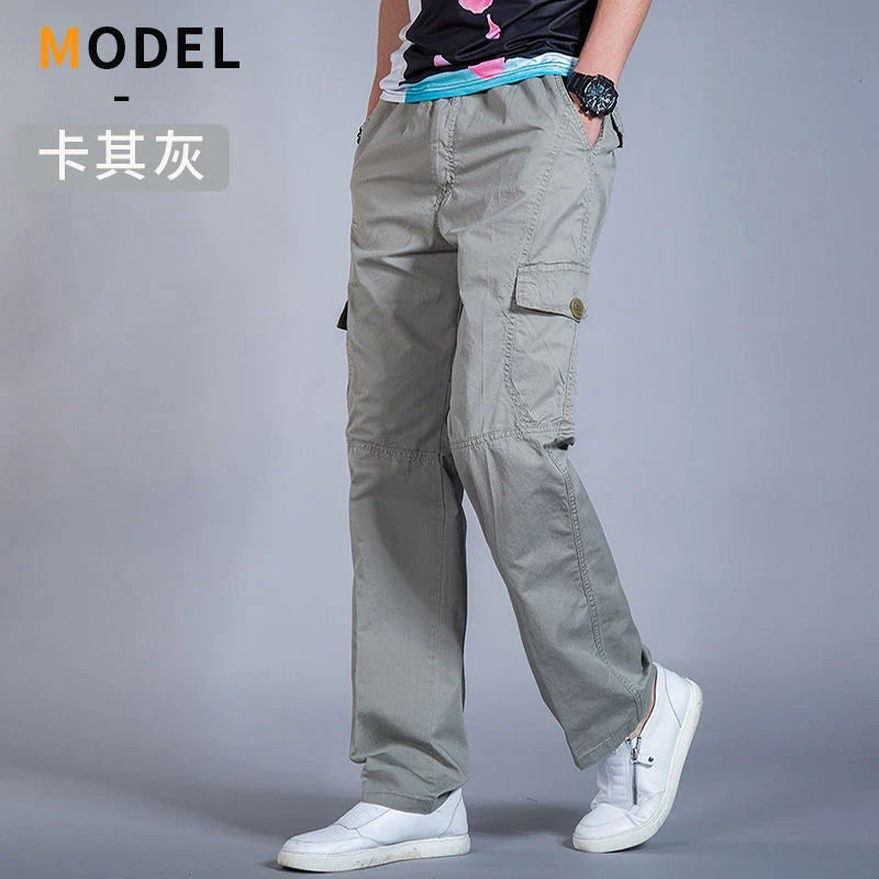 Herren Freizeithose Grau mit Gummibund lockere Passform