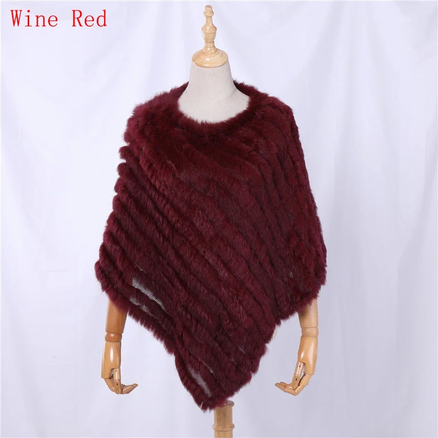 Weicher Poncho mit Pelz-Optik für Damen - Kurzarm Wickel-Cape