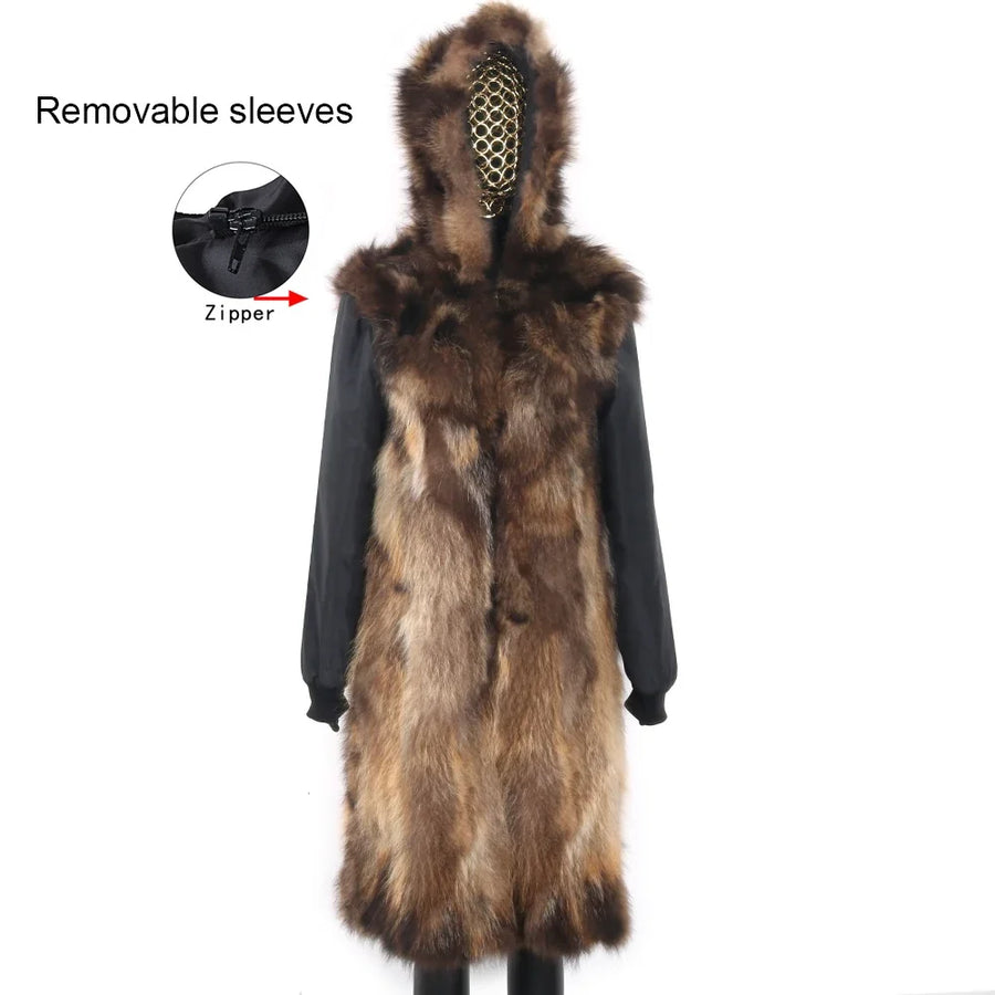 Damen Langer Winterparka mit gefütterter Kapuze und Plüschfutter