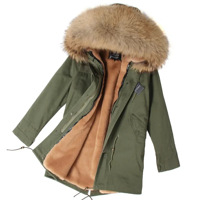 Winterparka mit Plüschfutter und Kunstpelzbesatz an Kapuze