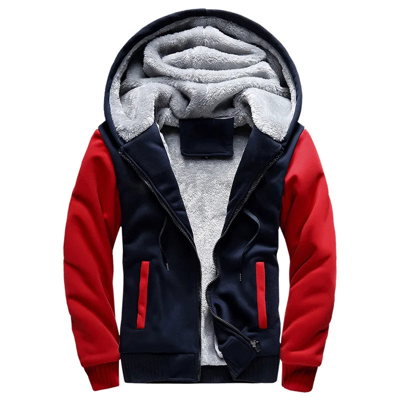 Herren Hoodie Jacke mit Plüschfutter und Reißverschluss