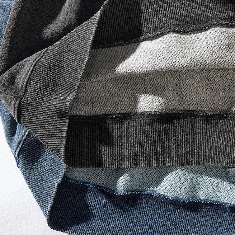 Unisex sweatshirt met ronde hals in gewassen denimlook