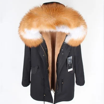 Winterparka mit Plüschfutter und Kunstpelzbesatz an Kapuze