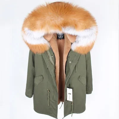 Winterparka mit Plüschfutter und Kunstpelzbesatz an Kapuze