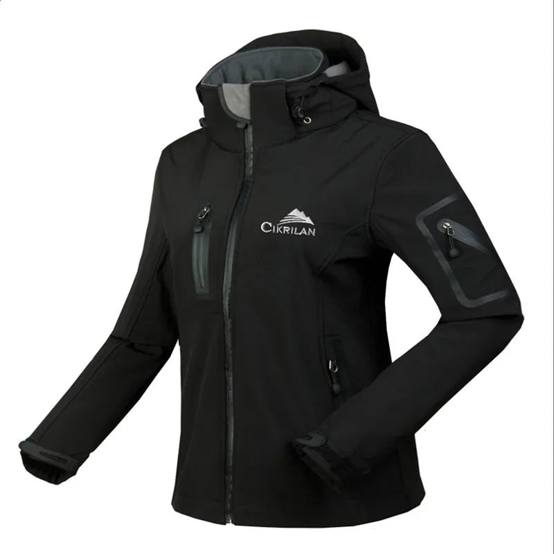 Damen Softshelljacke mit Kapuze und Reißverschlusstaschen - Outdoor-Sportjacke