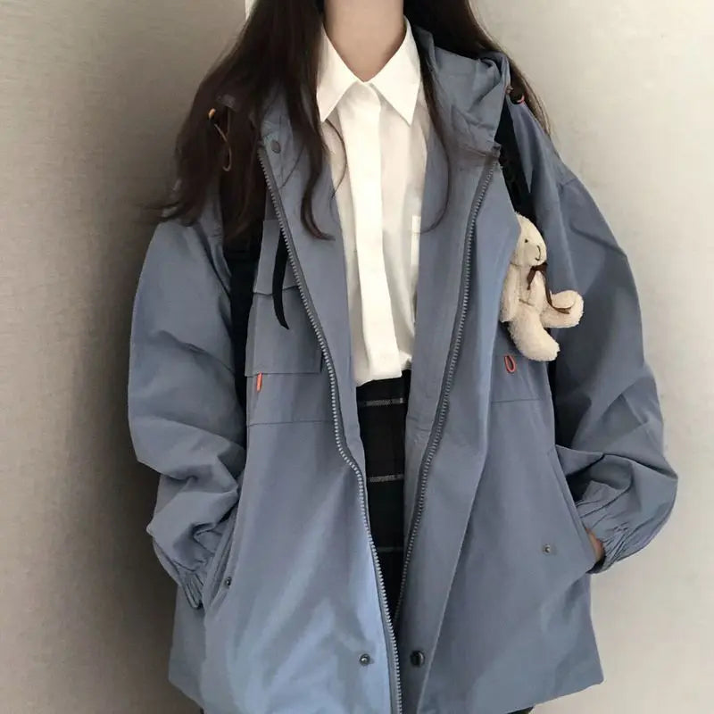 Hoodie Jacke für Damen mit Kapuze, Reißverschluss und Seitentaschen