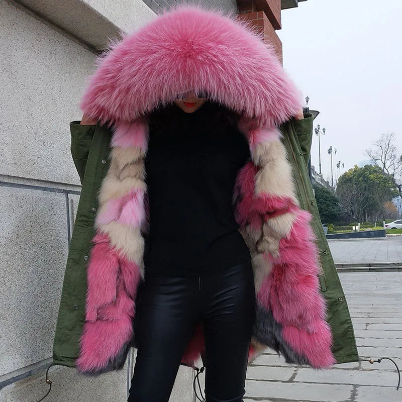 Damen Winterparka mit abnehmbarem Kunstpelzbesatz und Futter
