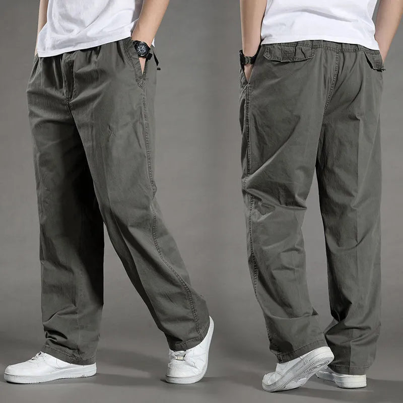 Herren Freizeithose Grau mit Gummibund lockere Passform
