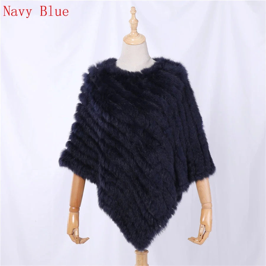 Weicher Poncho mit Pelz-Optik für Damen - Kurzarm Wickel-Cape