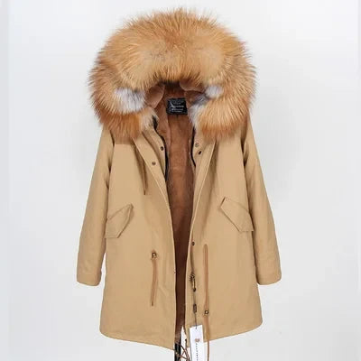 Winterparka mit Plüschfutter und Kunstpelzbesatz an Kapuze