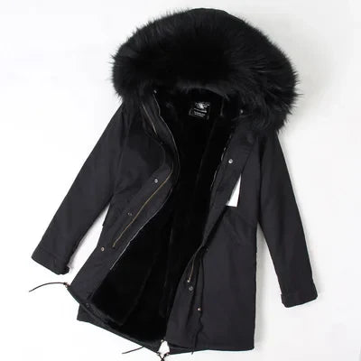 Winterparka mit Plüschfutter und Kunstpelzbesatz an Kapuze