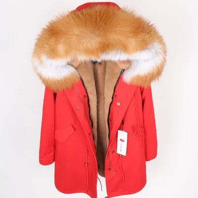 Winterparka mit Plüschfutter und Kunstpelzbesatz an Kapuze
