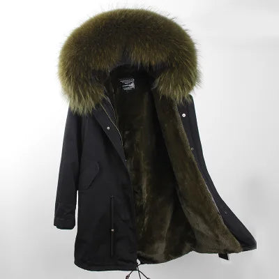 Winterparka mit Plüschfutter und Kunstpelzbesatz an Kapuze