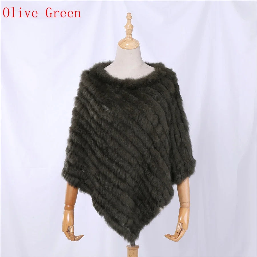 Weicher Poncho mit Pelz-Optik für Damen - Kurzarm Wickel-Cape