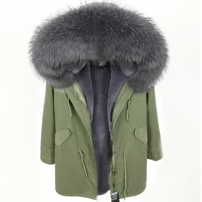 Winterparka mit Plüschfutter und Kunstpelzbesatz an Kapuze